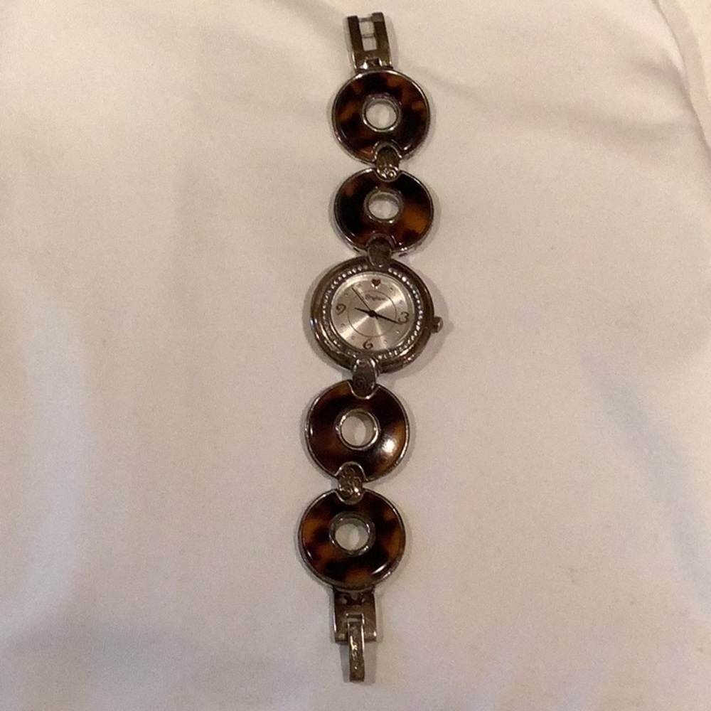 Brighton Topanga watch in black, brown, silver,  new battery.  Good condition.